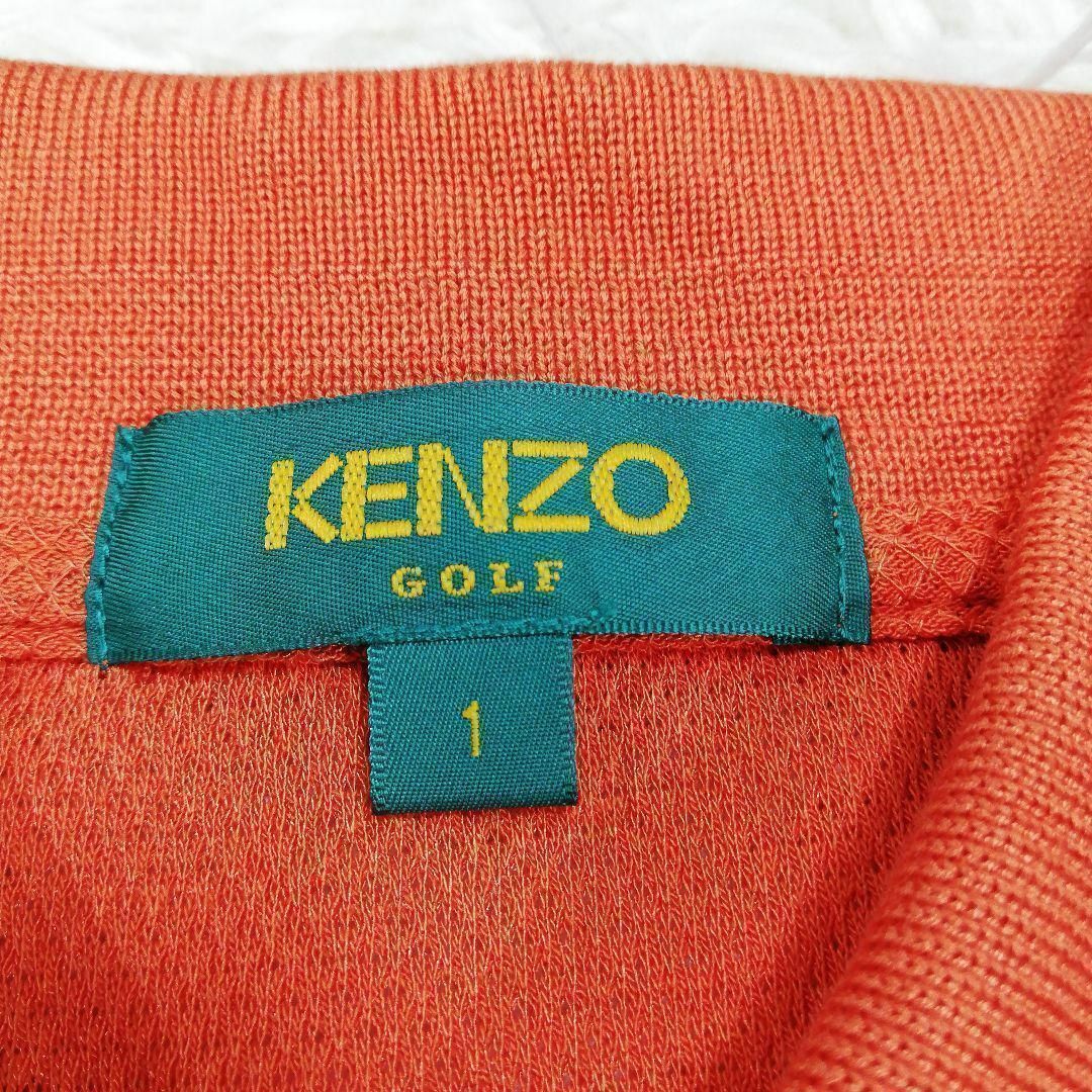 KENZO(ケンゾー)のKENZO ケンゾー　ポロシャツ　ゴルフウエア　メッシュ　刺繍　花　オレンジ　S スポーツ/アウトドアのゴルフ(ウエア)の商品写真