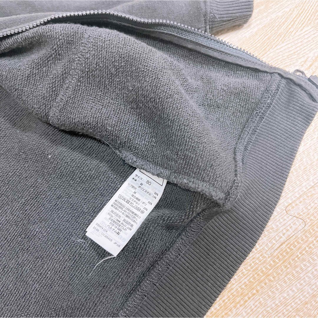 MUJI (無印良品)(ムジルシリョウヒン)の【無印良品】ベビー服 80 パーカー チャコール  キッズ/ベビー/マタニティのベビー服(~85cm)(トレーナー)の商品写真