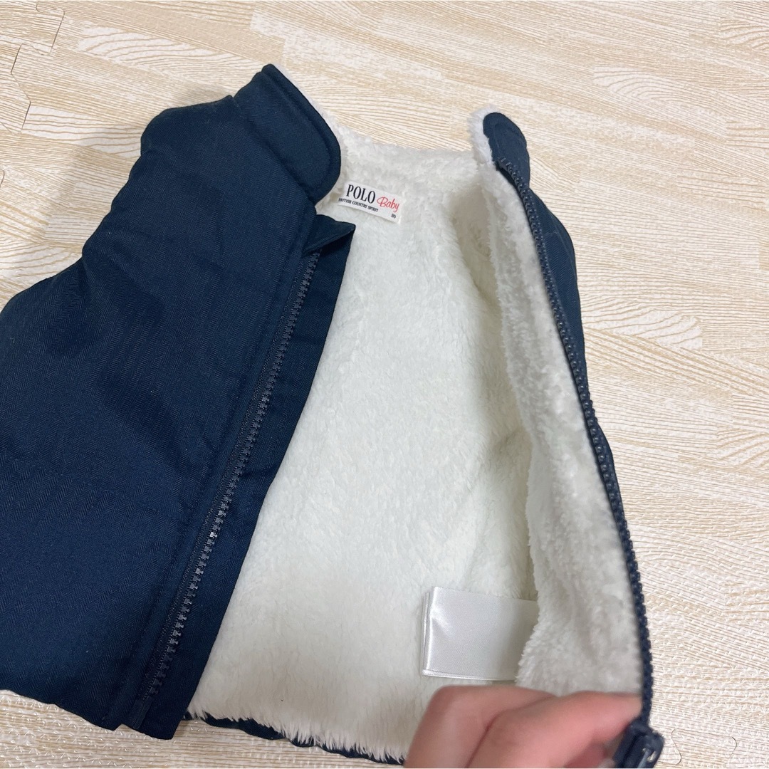 POLO RALPH LAUREN(ポロラルフローレン)の【美品】POLObaby ボアベスト 80 ネイビー キッズ/ベビー/マタニティのベビー服(~85cm)(カーディガン/ボレロ)の商品写真