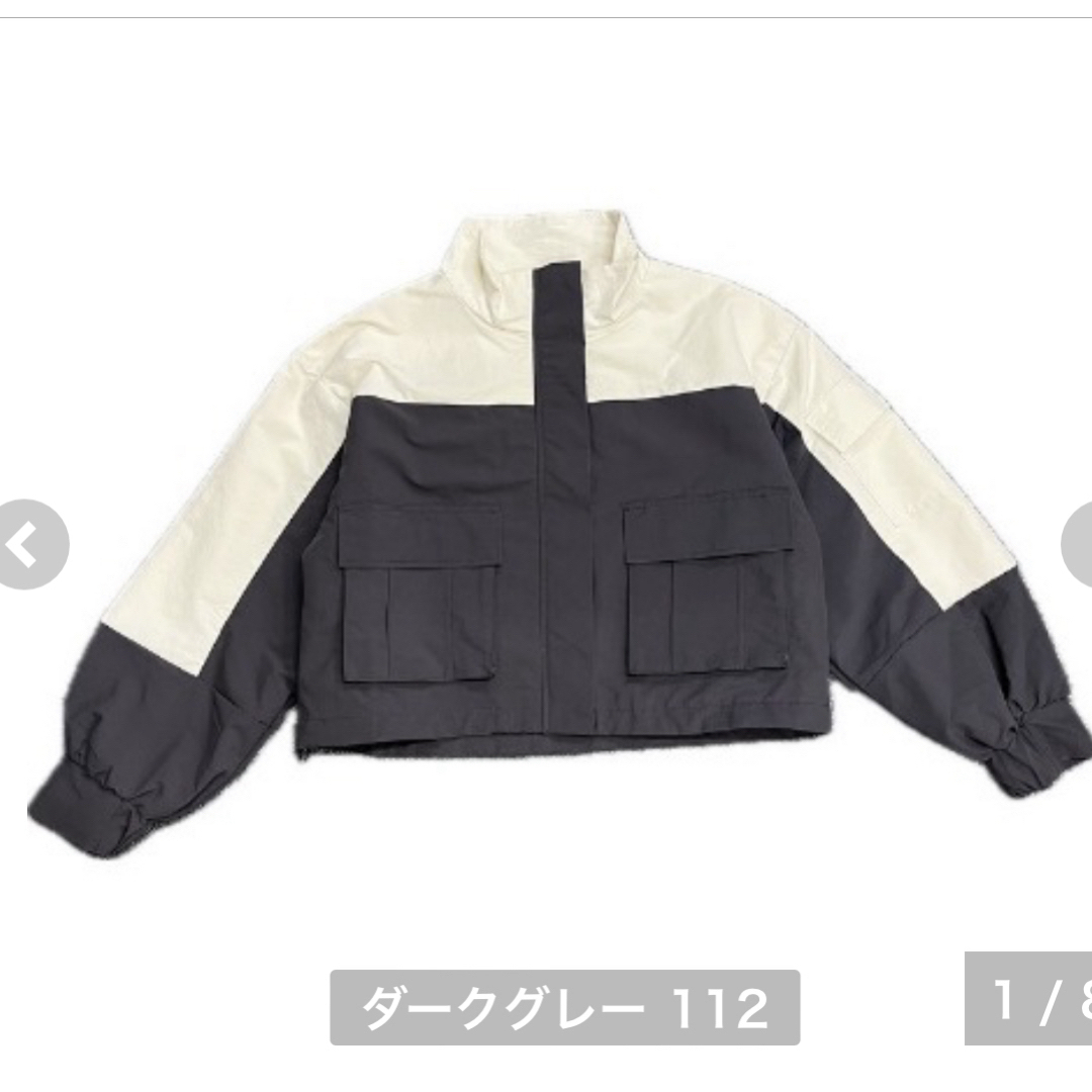 しまむら(シマムラ)の新品未使用　しまむら　配色　ショートブルゾン　M　ナイロンジャケット　グレー メンズのジャケット/アウター(ブルゾン)の商品写真