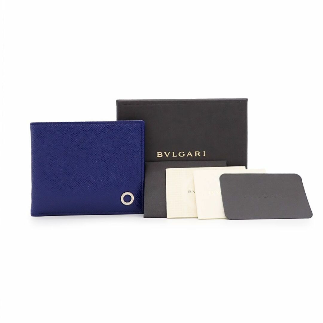 BVLGARI(ブルガリ)の未使用品 ブルガリ・ブルガリ マン 二つ折り財布 38081 ブルーダリア シルバー金具 グレインレザー 小銭入れなし メンズのファッション小物(折り財布)の商品写真