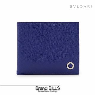 BVLGARI - 未使用品 ブルガリ・ブルガリ マン 二つ折り財布 38081 ブルーダリア シルバー金具 グレインレザー 小銭入れなし