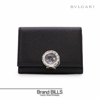 ブルガリ(BVLGARI)の未使用品 ブルガリ・ブルガリ カードケース 名刺入れ 30420 ロゴクリップ グレインレザー ブラック シルバー金具(名刺入れ/定期入れ)