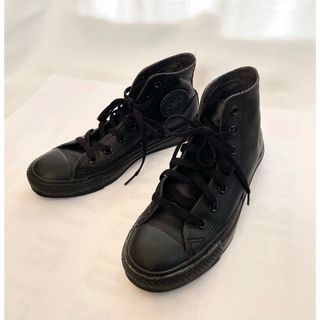 オールスター(ALL STAR（CONVERSE）)の【converse／コンバース】オールスター　レザー　ハイ　ブラック　US5(スニーカー)