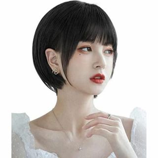 ウィッグ ショートボブ サラサラ ぱっつん 女装 フルウィッグ レディース 自然(ショートストレート)