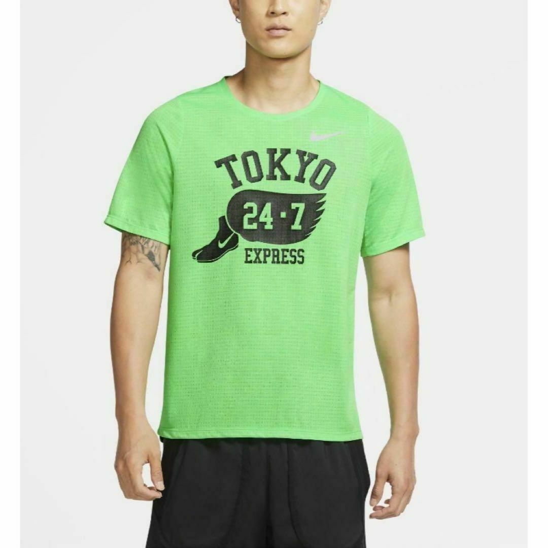 NIKE(ナイキ)の新品 NIKE ライズ365 半袖トップス  蓄光ロゴ入メッシュTシャツ XL メンズのトップス(Tシャツ/カットソー(半袖/袖なし))の商品写真