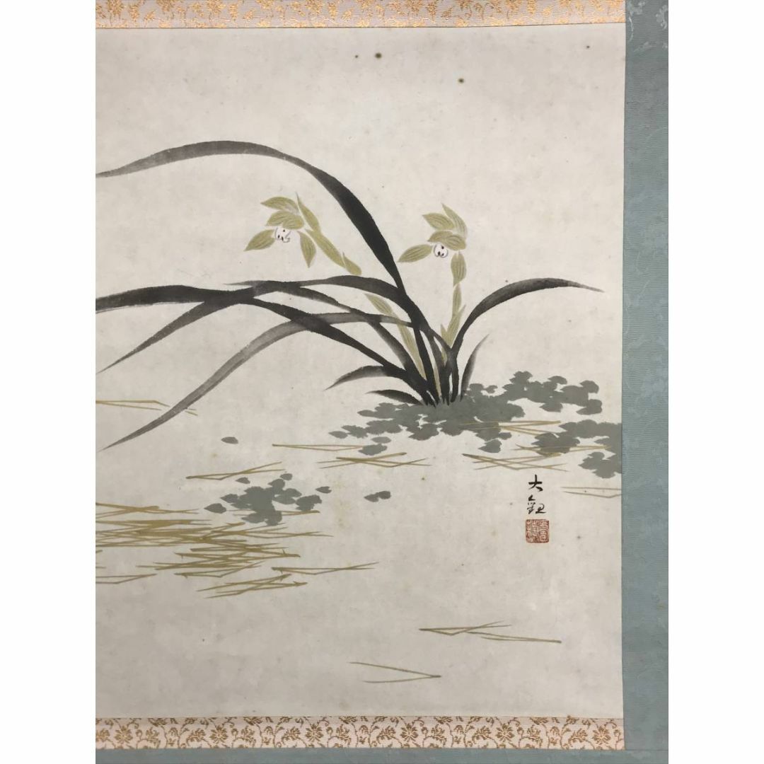 複製/横山大観/蘭に鴬図/花鳥図/ウグイス図/横物/掛軸☆宝船☆AD 複製/横山大観/蘭に鴬図/花鳥図/ウグイス図/横物/掛軸☆宝船☆AD