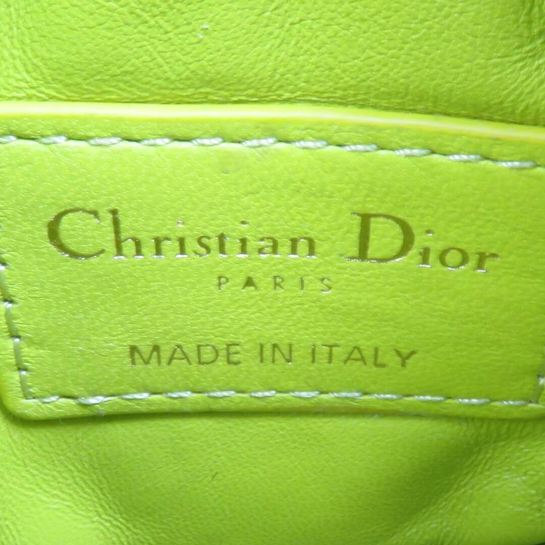 Christian Dior(クリスチャンディオール)のクリスチャンディオール Christian Dior コインケース ポーチ CARO ラウンドポーチ ラムスキン イエローグリーン レディース 送料無料【中古】 h30170f レディースのファッション小物(コインケース)の商品写真