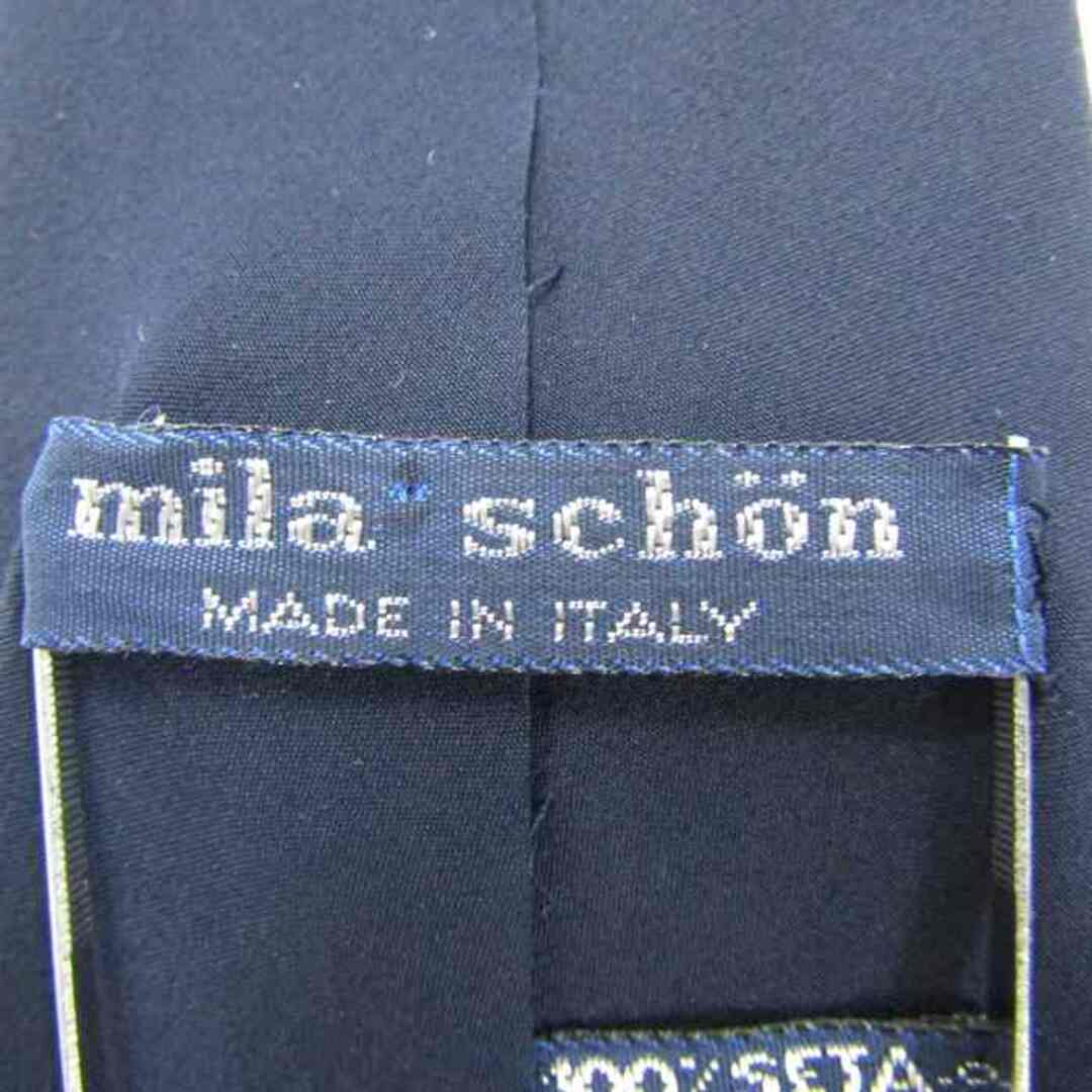 mila schon(ミラショーン)のミラショーン ブランドネクタイ ロゴ ストライプ柄 シルク イタリア製 メンズ ネイビー mila schon メンズのファッション小物(ネクタイ)の商品写真