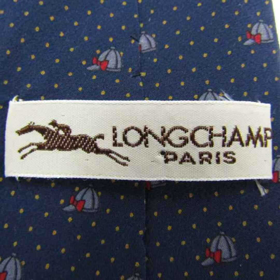 LONGCHAMP(ロンシャン)のロンシャン ブランドネクタイ ロゴグラム ドット 帽子 シルク イタリア製 メンズ ネイビー Longchamp メンズのファッション小物(ネクタイ)の商品写真