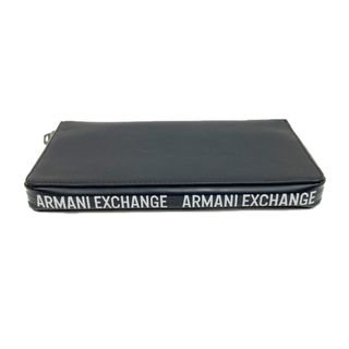 〇〇ARMANI アルマーニ  EXCHANGE  AX ラウンド ロゴ ファスナー レザー長財布 ブラック