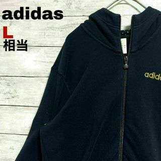 アディダス(adidas)のz35 US古着 アディダス フルジップ スウェット パーカー 刺繍ロゴ(スウェット)