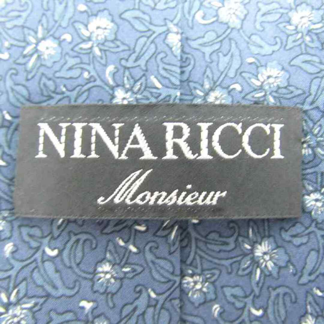 NINA RICCI(ニナリッチ)のニナリッチ ブランドネクタイ 総柄 花柄 リーフ柄 シルク メンズ ネイビー NINA RICCI メンズのファッション小物(ネクタイ)の商品写真