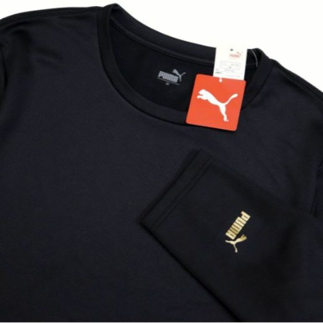 PUMA(プーマ)の【新品】プーマ 裏起毛 保温 暖かい ロゴ入り トレーニング 長袖シャツ 黒 M メンズのトップス(Tシャツ/カットソー(七分/長袖))の商品写真