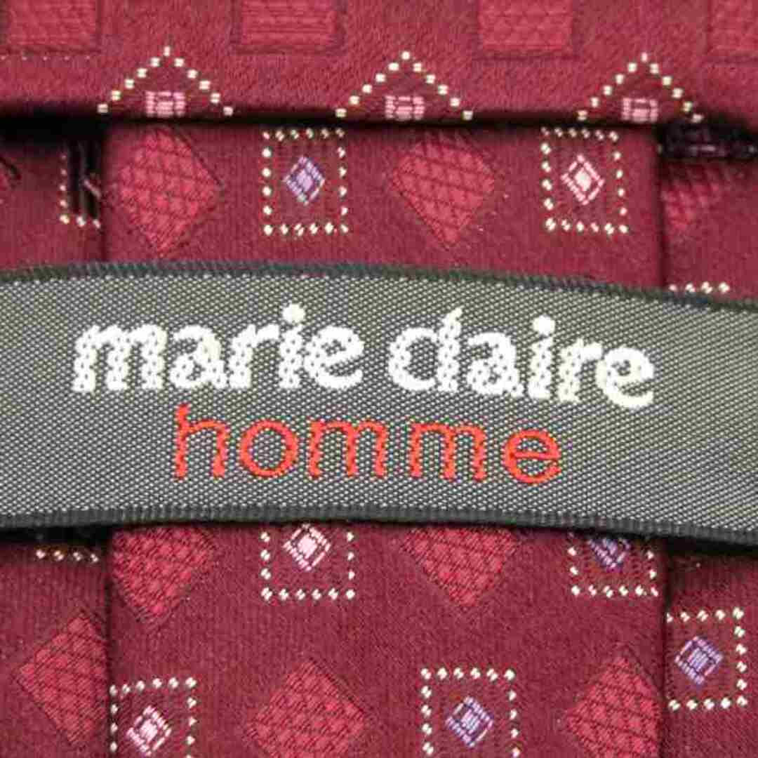 Marie Claire(マリクレール)のマリクレール ブランドネクタイ 小紋柄 スクエア柄 シルク メンズ ワインレッド mariclaire メンズのファッション小物(ネクタイ)の商品写真