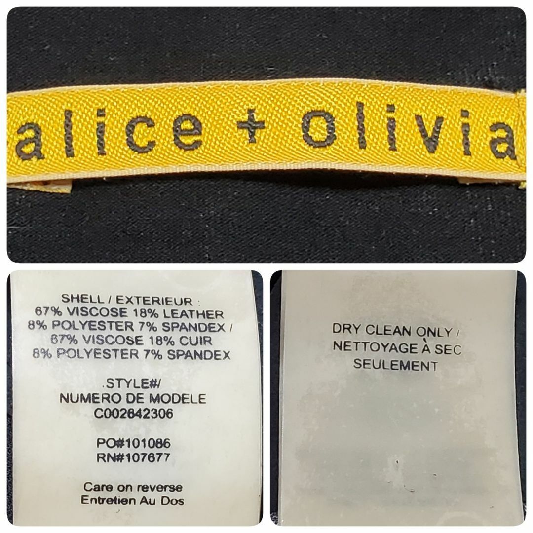 Alice+Olivia(アリスアンドオリビア)のAlice+Olivia アリスアンドオリビア ブラック ジップバック レザーパ レディースのワンピース(ひざ丈ワンピース)の商品写真