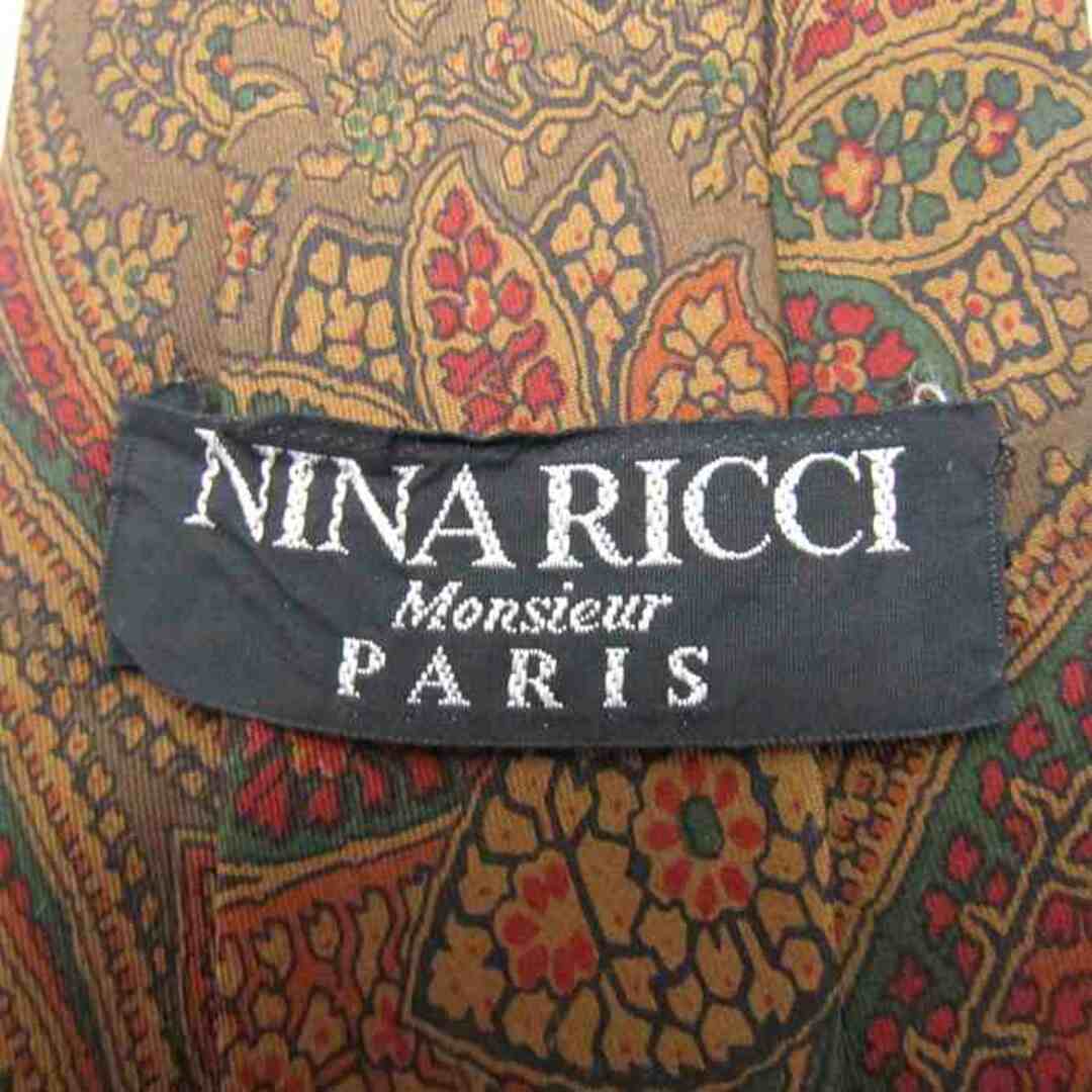 NINA RICCI(ニナリッチ)のニナリッチ ブランドネクタイ 総柄 ペイズリー シルク メンズ ブラウン NINA RICCI メンズのファッション小物(ネクタイ)の商品写真