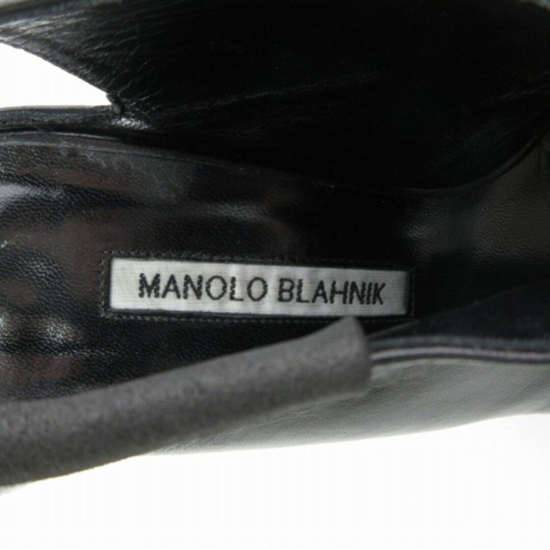 MANOLO BLAHNIK(マノロブラニク)のマノロブラニク サンダル レザー ジッパー ブラック 37 約24 IBO48 レディースの靴/シューズ(サンダル)の商品写真