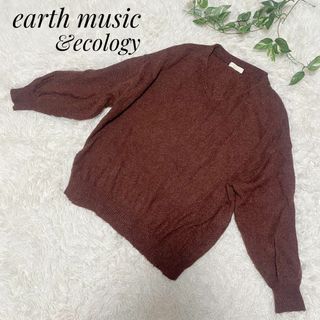 アースミュージックアンドエコロジー(earth music & ecology)のearth music&ecology  長袖　ニット　セーター　ブラウン　F(ニット/セーター)