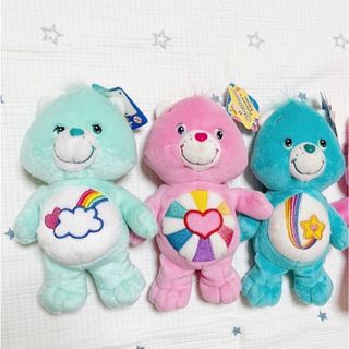 ケアベア(CareBears)の【美品・廃盤品】ケアベアぬいぐるみ×3体「送料込】(ぬいぐるみ)