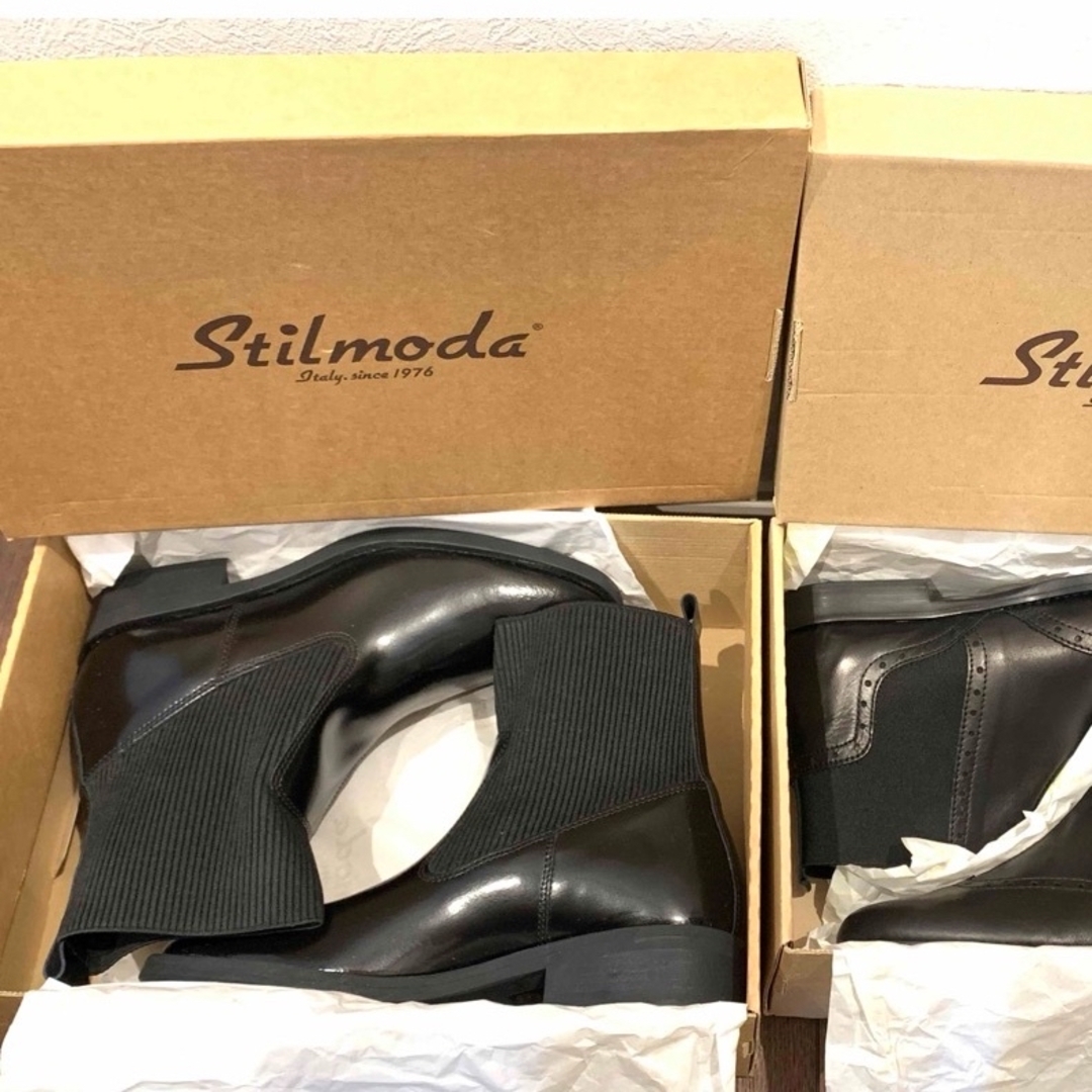 STILMODA(スティルモーダ)の新品 スティルモーダ サイドゴア ショートブーツ イタリア製 38 ブラック 黒 レディースの靴/シューズ(ブーツ)の商品写真