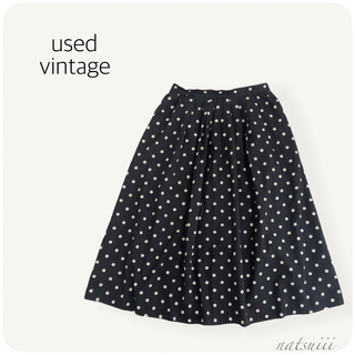 ヴィンテージ(VINTAGE)のused vintage . ポルカドット 水玉 タック フレア スカート(ロングスカート)
