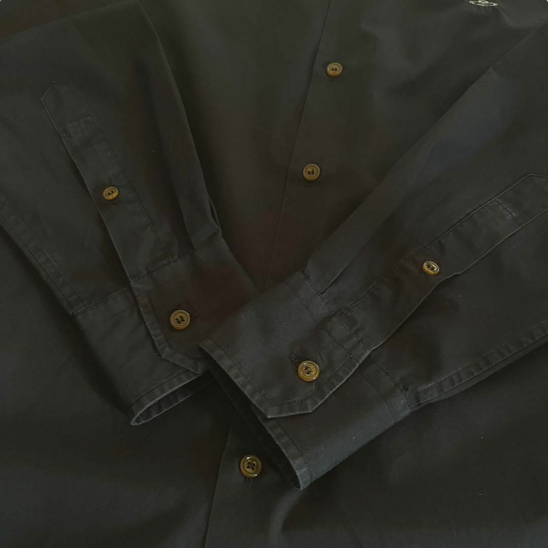 Vivienne Westwood(ヴィヴィアンウエストウッド)のヴィヴィアンウエストウッド　オーブ刺繍　長袖ドレスシャツ　大きめ　48　ブラック メンズのトップス(シャツ)の商品写真