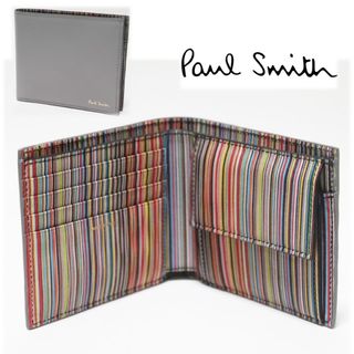 ポールスミス(Paul Smith)の《ポールスミス》箱付新品 イタリア製 マルチストライプ レザー2つ折り財布(折り財布)