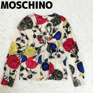 モスキーノ(MOSCHINO)のモスキーノ　MOSCHINO ブラウス　リボン　花柄　シャツ　トップス　総柄　M(シャツ/ブラウス(長袖/七分))