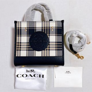 コーチ(COACH)のCOACH コーチ デンプシートート22 チェック ネイビー 紺色 チェック柄(トートバッグ)