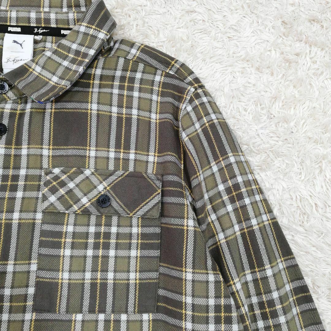 PUMA(プーマ)のPUMA　ネルシャツ　長袖　コットン100％　ロゴ　チェック　総柄　メンズ　M メンズのトップス(シャツ)の商品写真