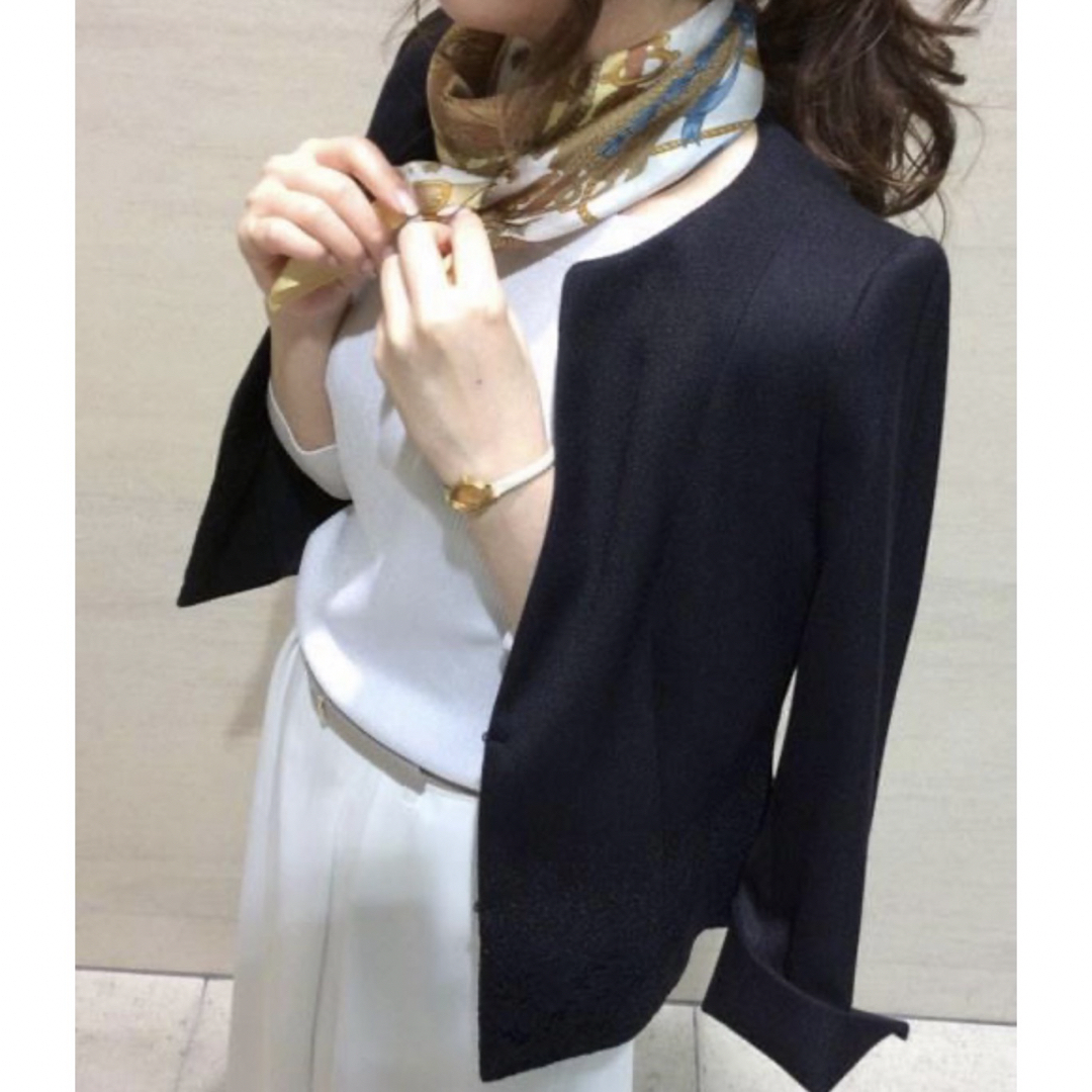 ANAYI(アナイ)のANAYI ドビー+レースラメ刺繍ジャケット・ワンピース セットアップ レディースのフォーマル/ドレス(スーツ)の商品写真
