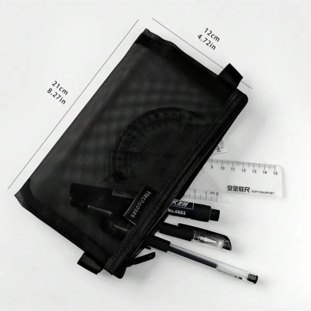 メッシュ素材 ペンケース 黒 筆箱 インテリア/住まい/日用品の文房具(ペンケース/筆箱)の商品写真