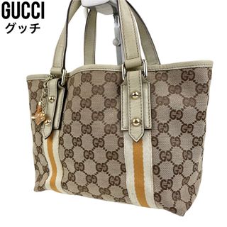 グッチ(Gucci)の美品　GUCCI グッチ　ハンドバッグ　シェリーライン　GGキャンバス　チャーム(ハンドバッグ)