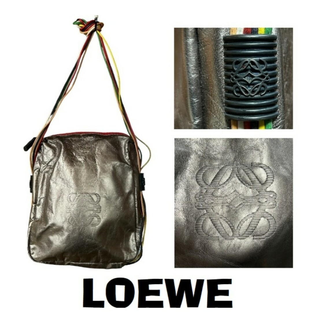 LOEWE(ロエベ)の215　ビンテージ　ロエベ　LOEWE　本皮レザー　ショルダーバッグ　シルバー レディースのバッグ(ショルダーバッグ)の商品写真