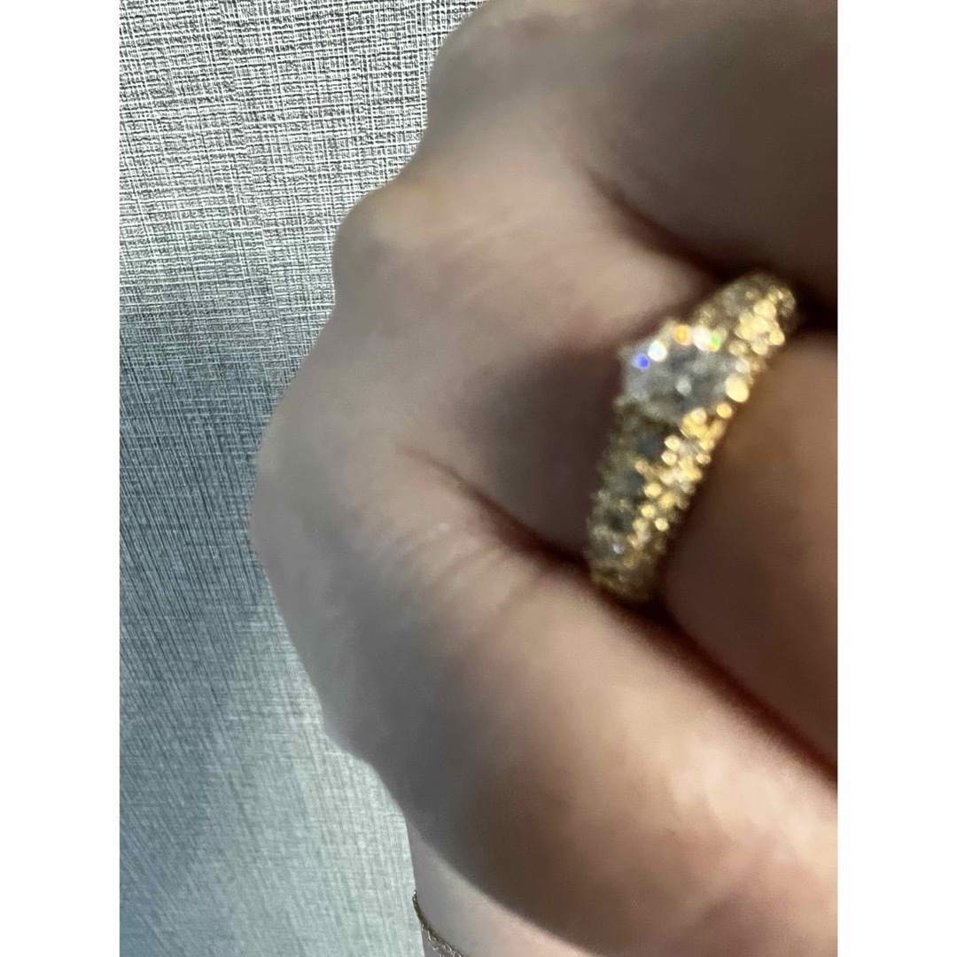 美品✨K18 大粒ダイヤモンドパヴェ リング#11 レディースのアクセサリー(リング(指輪))の商品写真