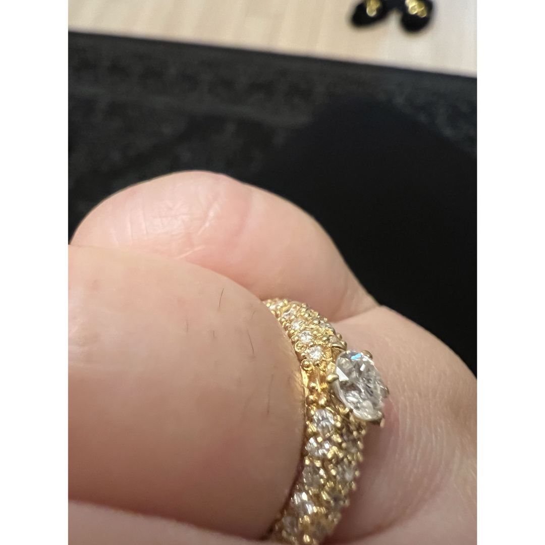 美品✨K18 大粒ダイヤモンドパヴェ リング#11 レディースのアクセサリー(リング(指輪))の商品写真