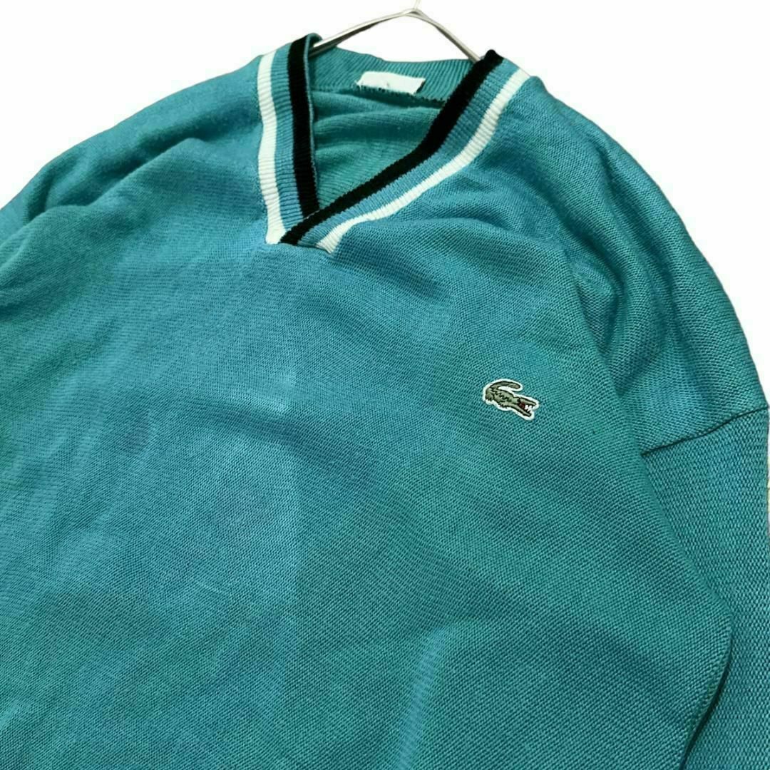 LACOSTE(ラコステ)の80sCHEMISELACOSTE ニットセーター フランス製ロゴ刺繍50Z① メンズのトップス(ニット/セーター)の商品写真