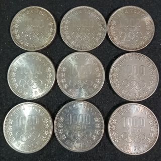 銀貨 東京オリンピック1000円銀貨　９枚 silver925 銀貨状態美品綺麗(金属工芸)