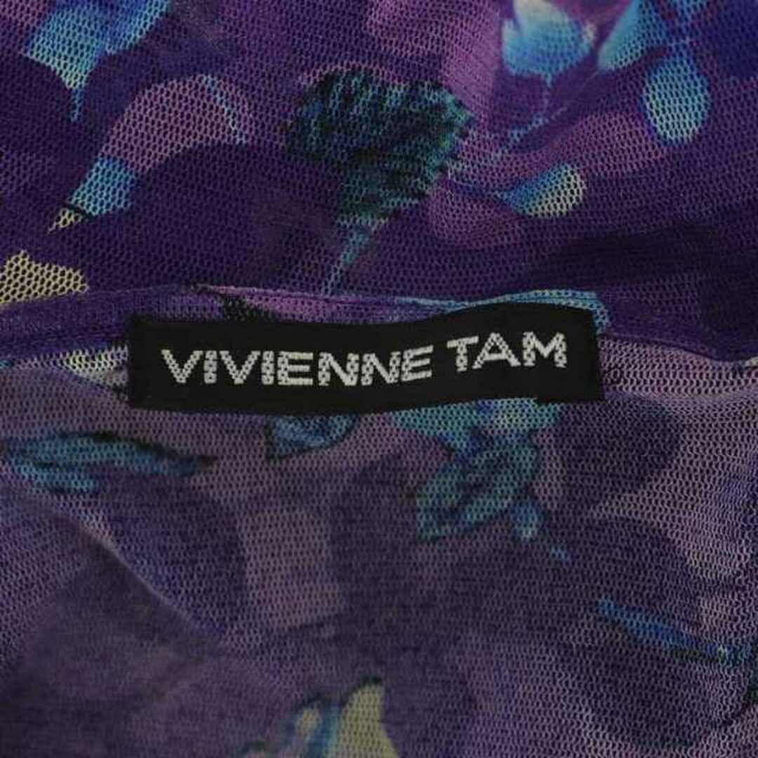VIVIENNE TAM(ヴィヴィアンタム)のヴィヴィアンタム パワーネット ワンピース フリル 鳥柄 膝丈 ノースリーブ レディースのワンピース(ひざ丈ワンピース)の商品写真