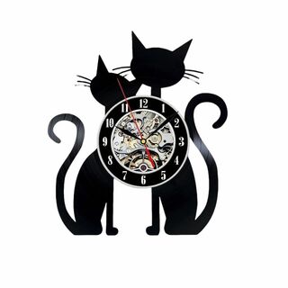 壁掛時計 掛け時計 黒猫 猫型 22.5W x 26.7H cm おしゃれな時計(置時計)