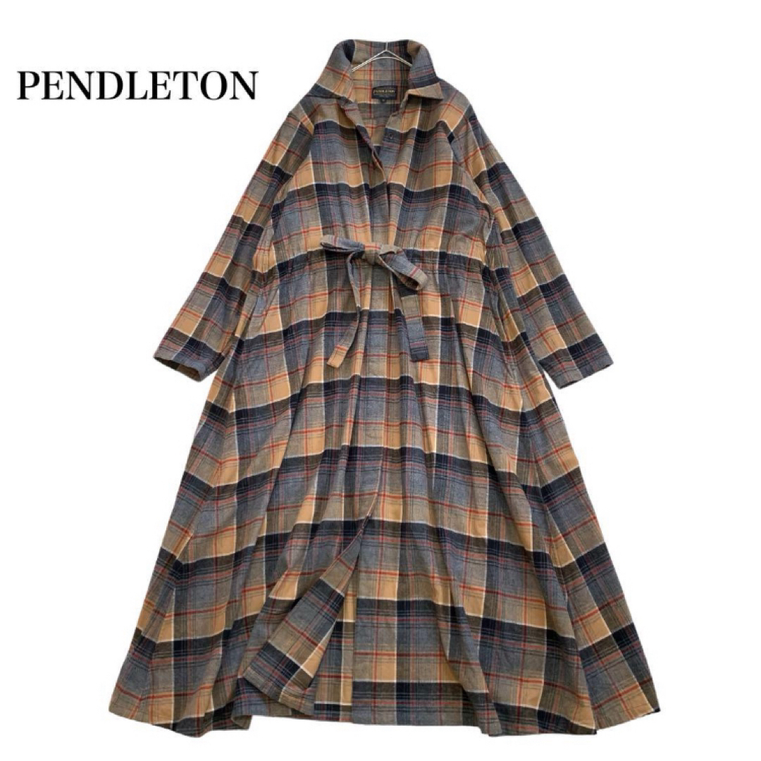 PENDLETON(ペンドルトン)のペンドルトン 微起毛  マキシ丈 Aライン ワンピース チェック レディースのワンピース(ロングワンピース/マキシワンピース)の商品写真