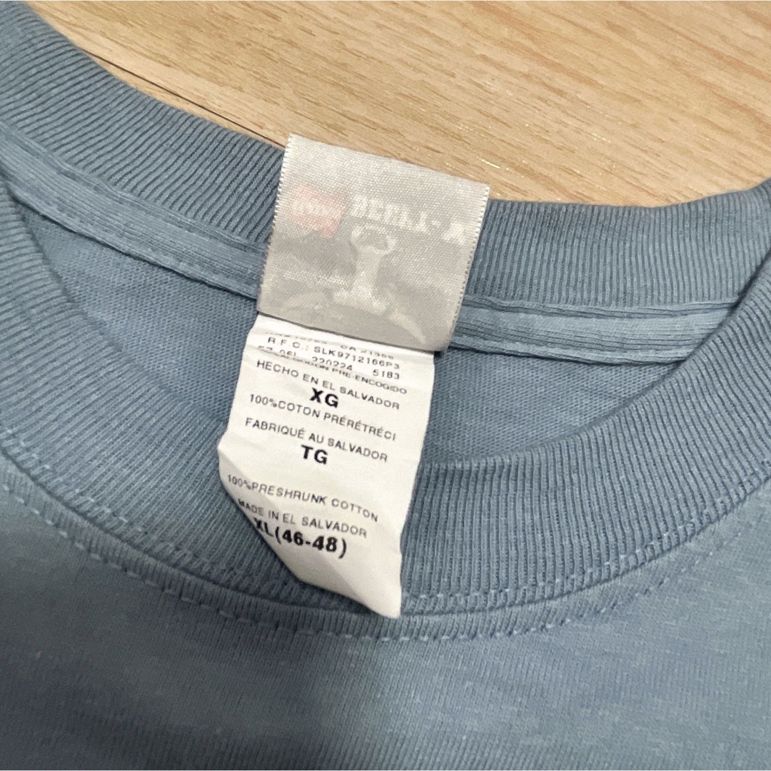 Hanes(ヘインズ)のHanes　Tシャツ　XL　グレーブルー　牛タグ　プリント　ツリー　USA古着 メンズのトップス(Tシャツ/カットソー(半袖/袖なし))の商品写真