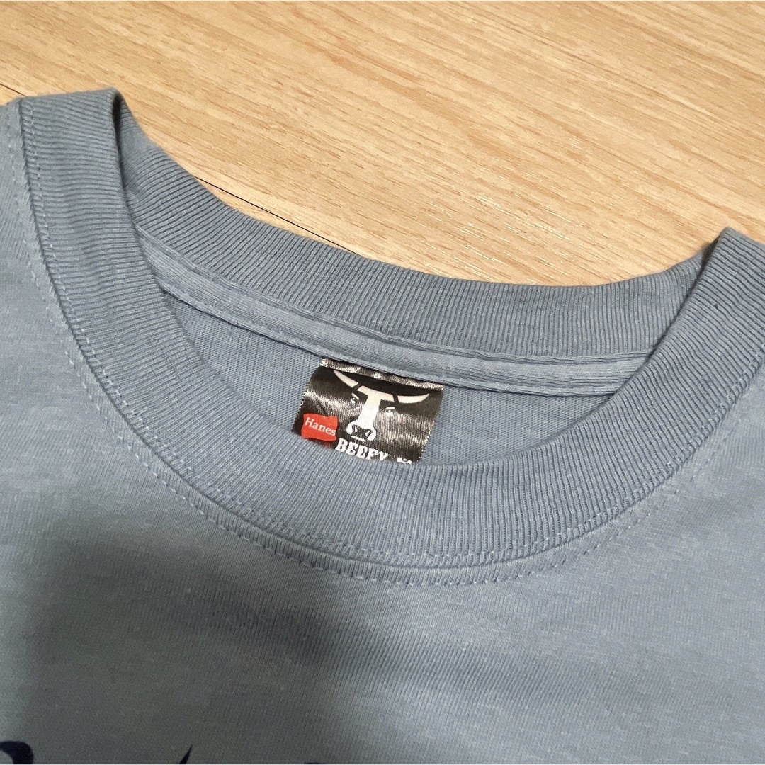 Hanes(ヘインズ)のHanes　Tシャツ　XL　グレーブルー　牛タグ　プリント　ツリー　USA古着 メンズのトップス(Tシャツ/カットソー(半袖/袖なし))の商品写真