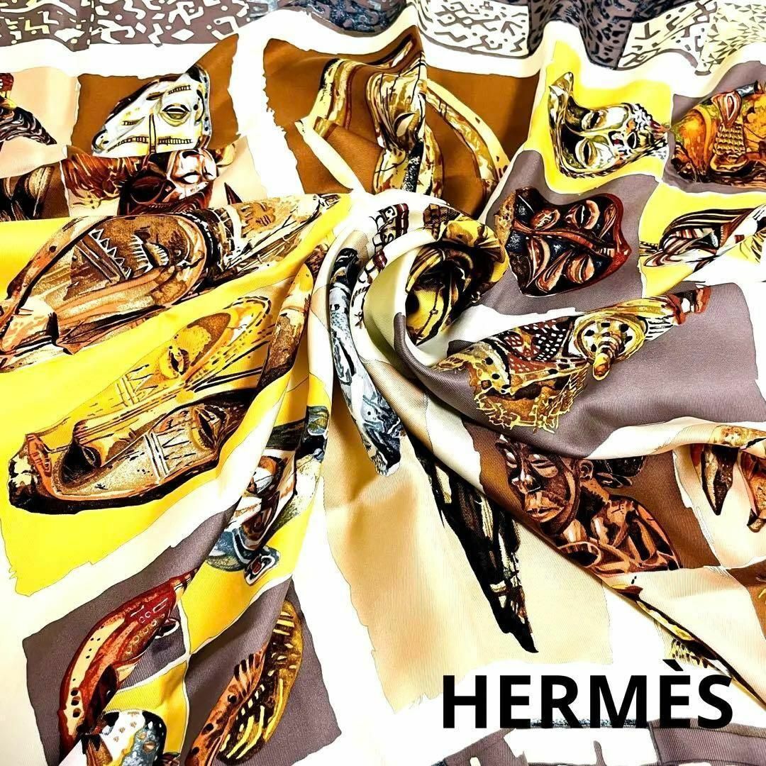 Hermes(エルメス)の一点物 正規品 エルメス スカーフ カレ90 PERSONA ペルソナ  シルク レディースのファッション小物(バンダナ/スカーフ)の商品写真