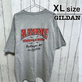 ギルタン(GILDAN)のUSA古着　GILDAN　Tシャツ　XLサイズ　グレー　プリント　ロゴ　バンド風(Tシャツ/カットソー(半袖/袖なし))