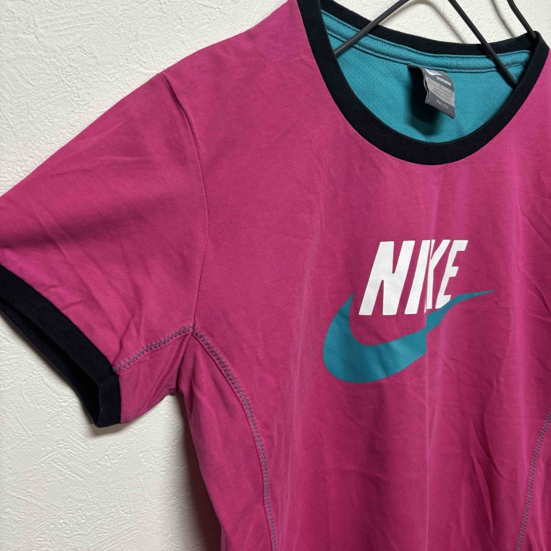 NIKE(ナイキ)のナイキ Tシャツ M ピンク ドライフィット 半袖 ビッグロゴ グリーン 夏 レディースのトップス(Tシャツ(半袖/袖なし))の商品写真