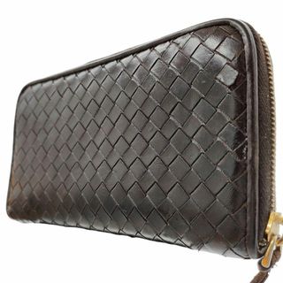 ボッテガヴェネタ(Bottega Veneta)のボッテガヴェネタ 長財布 イントレチャート ラウンドファスナー レザー ブラウン(長財布)