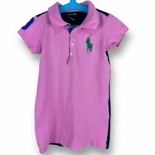 ラルフローレン(Ralph Lauren)のラルフローレン　半袖ポロシャツ　ピンク　ネイビー　ポニー刺繍　ナンバー3 3T(Tシャツ/カットソー)
