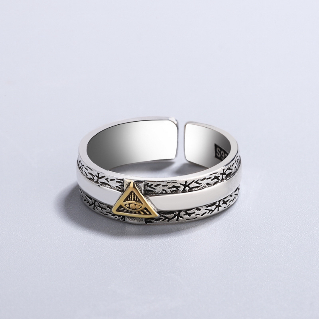 リング　シルバー　レトロ　ピラミッド　ホルスの目　フリーメーソン　トライアングル レディースのアクセサリー(リング(指輪))の商品写真